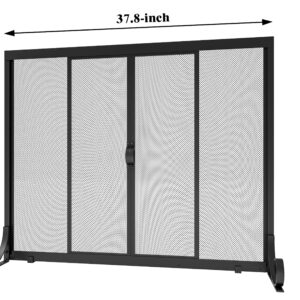 Fire Beauty Fireplace Screen, Wrought Iron Mesh, Baby Safe Spark Guard Protector with 2-Doors Large Flat Guard Screens (37.8 x 30.7 Inch)