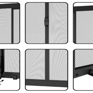 Fire Beauty Fireplace Screen, Wrought Iron Mesh, Baby Safe Spark Guard Protector with 2-Doors Large Flat Guard Screens (37.8 x 30.7 Inch)