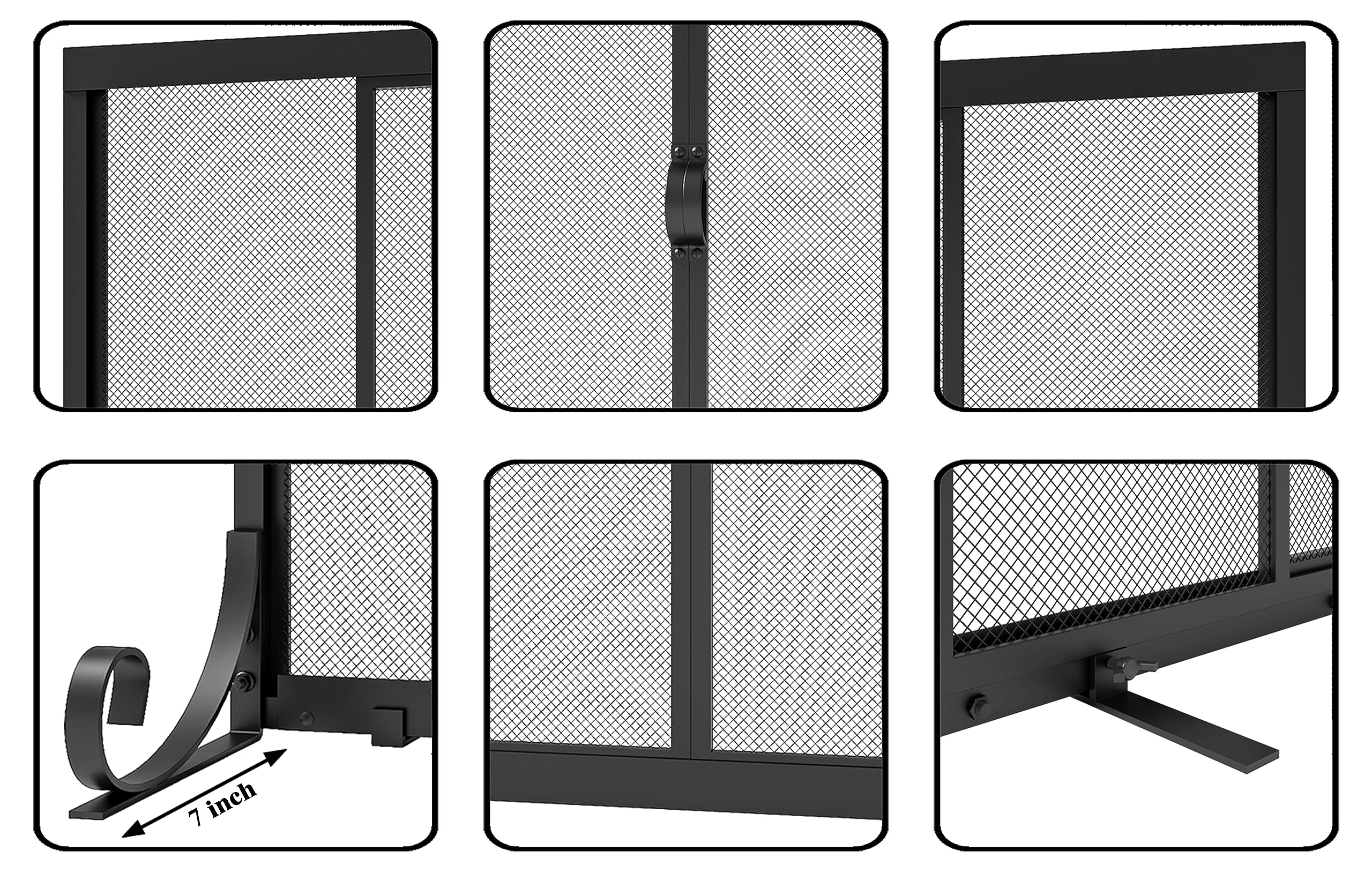 Fire Beauty Fireplace Screen, Wrought Iron Mesh, Baby Safe Spark Guard Protector with 2-Doors Large Flat Guard Screens (37.8 x 30.7 Inch)