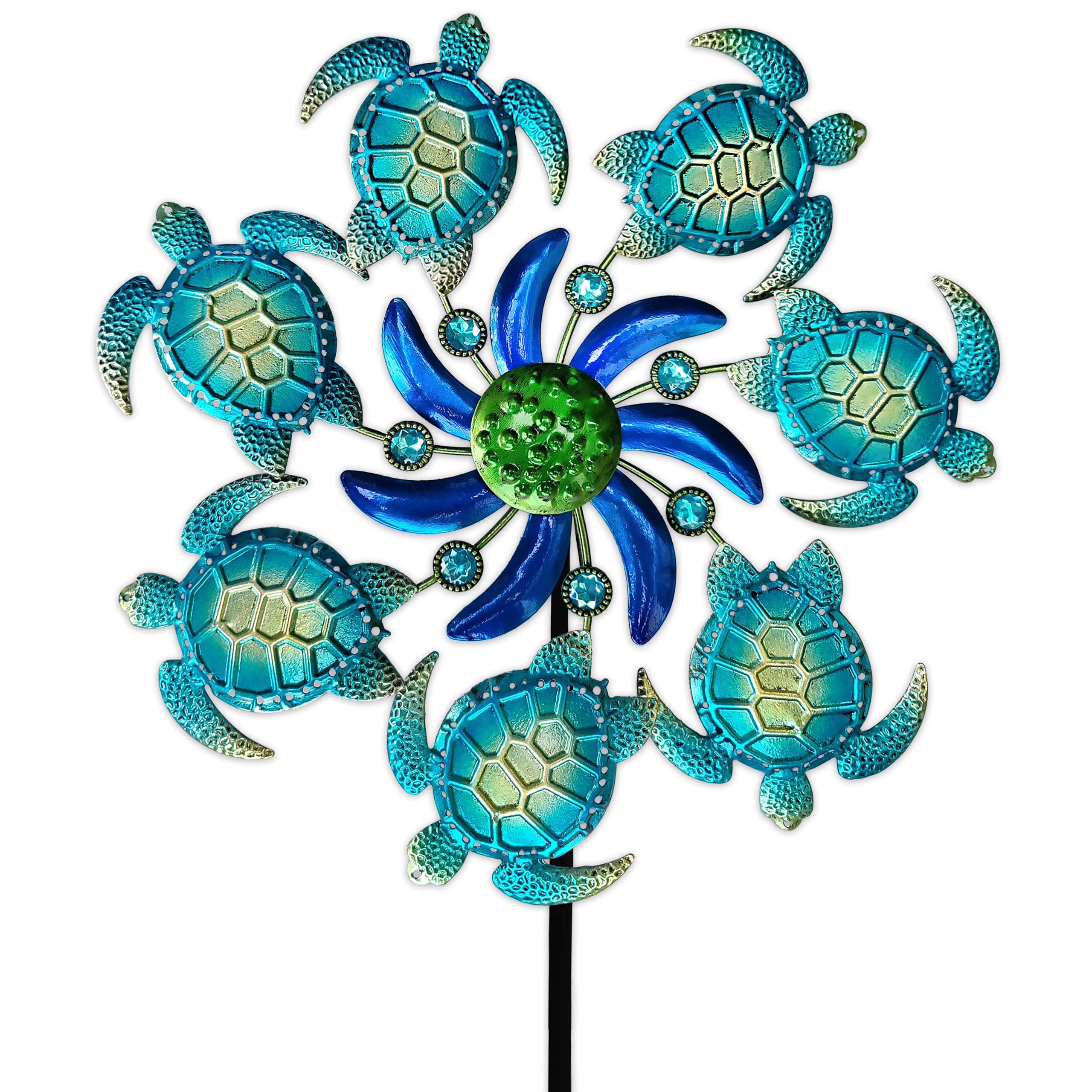 COOZZYHOUR 39" Sea Turtle Wind Spinners Garden Stake-Ocean Theme Outdoor Decorations- Metal Stake Yard Spinner-Wind Sculpture Yard Art Decorations for Patio,Swimming,Lawn & Garden Decor