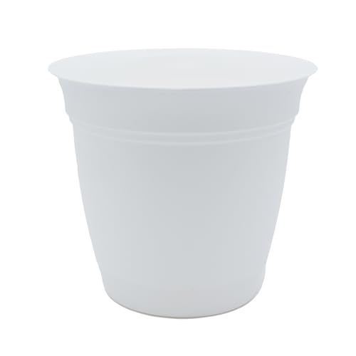 The HC Companies 16 Inch Eclipse Round Planter with Saucer - Indoor Outdoor Plant Pot for Flowers, Vegetables, and Herbs, White