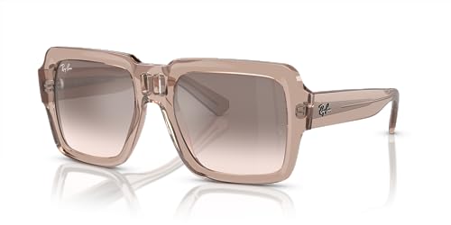 Ray-Ban RB4408 Magellan Square Sunglasses, Transparent Light Brown/Light Brown Mirrored Silver Gradient, 54 mm