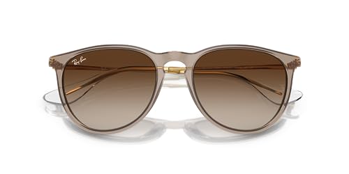 Ray-Ban RB4171F Erika Low Bridge Fit Round Sunglasses, Transparent Light Brown/Brown Gradient, 54 mm