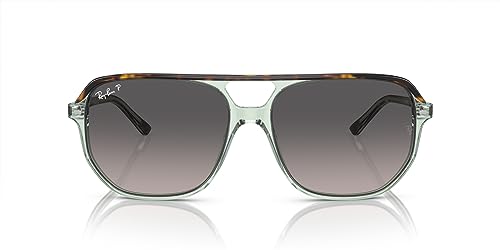 Ray-Ban RB2205 Bill One Square Sunglasses, Havana On Transparent Green/Grey Gradient Polarized, 57 mm