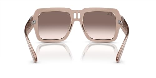 Ray-Ban RB4408 Magellan Square Sunglasses, Transparent Light Brown/Light Brown Mirrored Silver Gradient, 54 mm