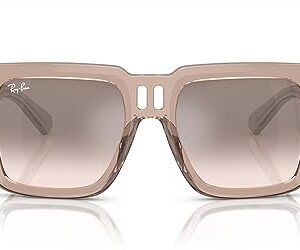 Ray-Ban RB4408 Magellan Square Sunglasses, Transparent Light Brown/Light Brown Mirrored Silver Gradient, 54 mm