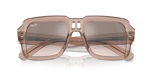 Ray-Ban RB4408 Magellan Square Sunglasses, Transparent Light Brown/Light Brown Mirrored Silver Gradient, 54 mm