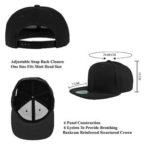 Gelante Snapback Hats for Men - Flat Bill Brim Baseball Cap Hat - Plain Blank Adjustable 1500-1PC Black