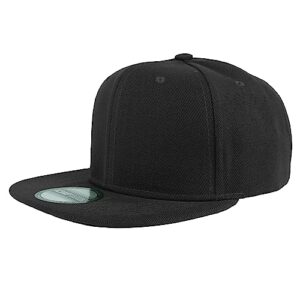 gelante snapback hats for men - flat bill brim baseball cap hat - plain blank adjustable 1500-1pc black