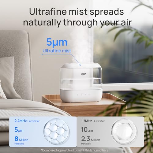 Dreo Humidifiers for Bedroom, Top Fill 4L Supersized Cool Mist Humidifier with Oil Diffuser and Nightlight, 32H Runtime, Quiet Ultrasonic Humidifiers for Home, Large Room, Baby Nursery and Plants