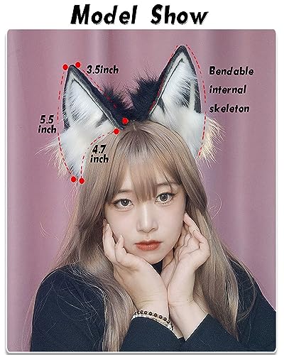 fodtahee Rechargeable animal ears movable cat ears headdress props simulation electric animal ears hair bands