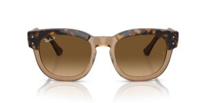 ray-ban rb0298sf mega hawkeye square sunglasses, havana on transparent brown/brown gradient polarized, 53 mm