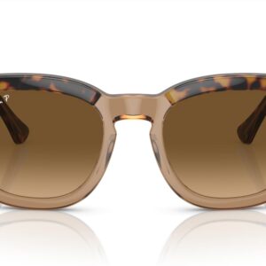 Ray-Ban RB0298SF Mega Hawkeye Square Sunglasses, Havana On Transparent Brown/Brown Gradient Polarized, 53 mm