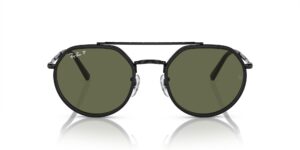 ray-ban rb3765 round sunglasses, black/green polarized, 53 mm