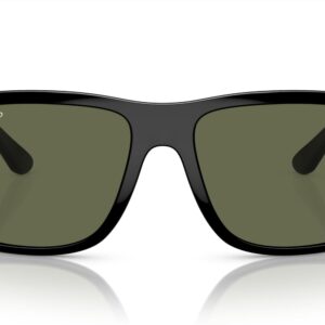 Ray-Ban RB4547F Boyfriend Two Square Sunglasses, Black/Green Polarized, 60 mm