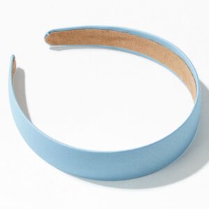 Blue Headbands for Women Light Blue Hairband Faux Leather Headband for Women and Girls Plastic Hard Head Band Solid Colors 1 Inch Thin Hair Bands