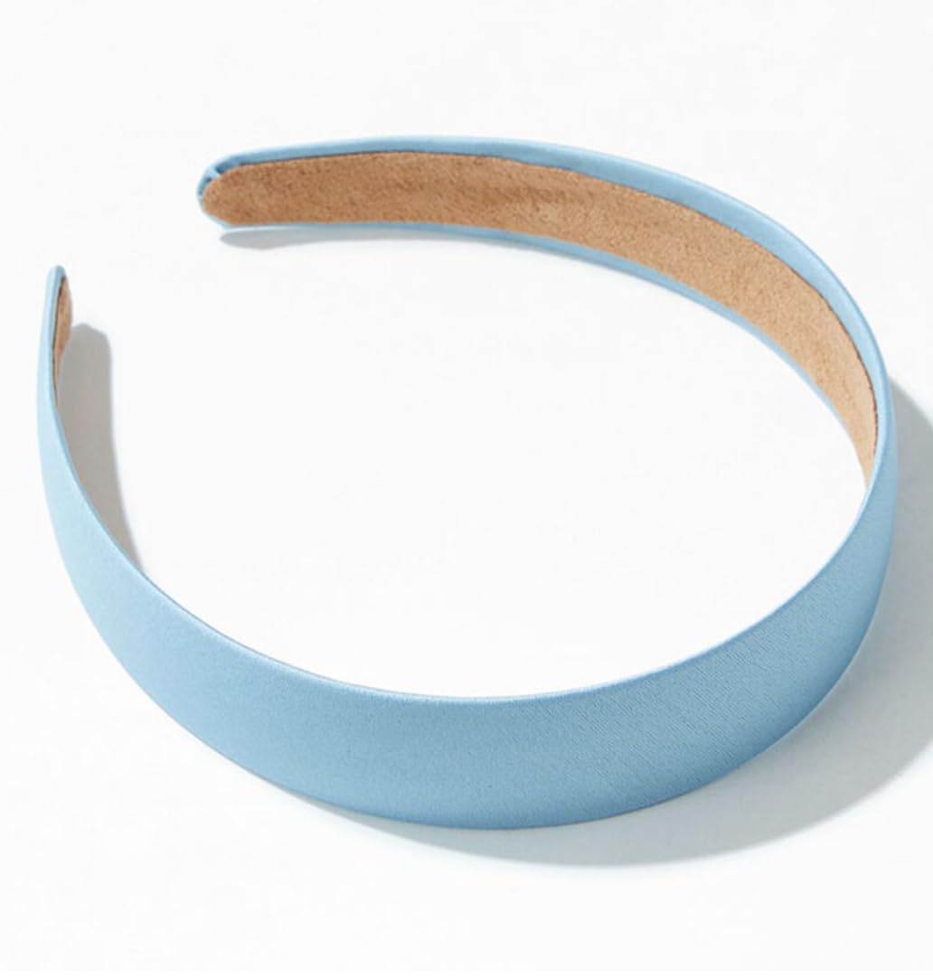 Blue Headbands for Women Light Blue Hairband Faux Leather Headband for Women and Girls Plastic Hard Head Band Solid Colors 1 Inch Thin Hair Bands