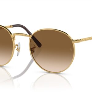 Ray-Ban RB3637 New Round Sunglasses, Gold/Clear Gradient Brown, 50 mm