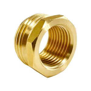 GESHATEN 3/4” GHT Male x 1/2” NPT Female Connector, Brass Garden Hose Fitting, Adapter, Industrial Metal Brass Garden Hose to Pipe Fittings Connect (3 Pack)