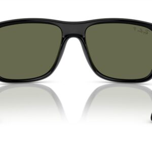 Ray-Ban RB4547F Boyfriend Two Square Sunglasses, Black/Green Polarized, 60 mm