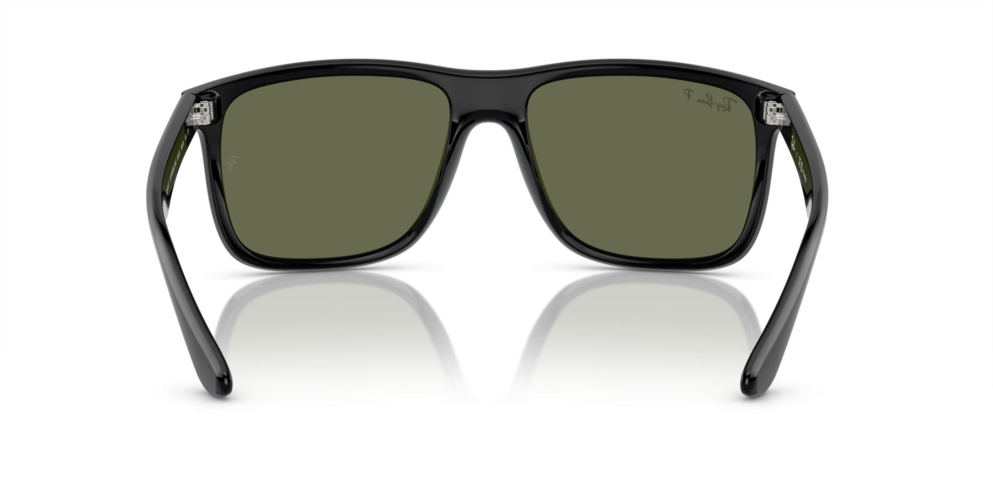 Ray-Ban RB4547F Boyfriend Two Square Sunglasses, Black/Green Polarized, 60 mm