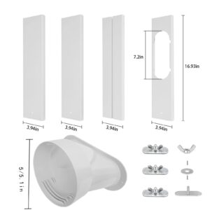 KXXFFWS Portable Air Conditioner Window Vent Kit with 5” Exhaust Hose,Universal AC parts Anti-Clockwise Hose for Portable AC Unit