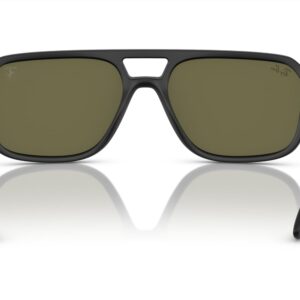 Ray-Ban RB4414M Rectangular Sunglasses, Matte Black/Green Mirrored Silver, 58 mm