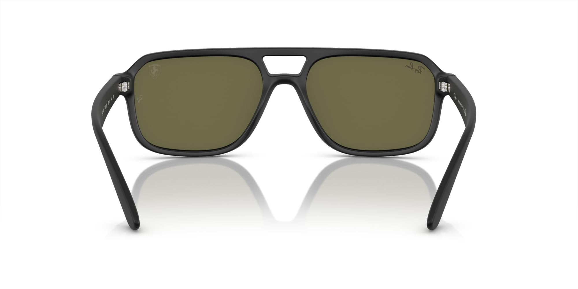 Ray-Ban RB4414M Rectangular Sunglasses, Matte Black/Green Mirrored Silver, 58 mm