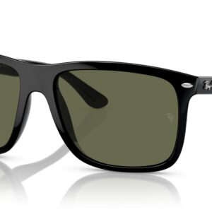 Ray-Ban RB4547F Boyfriend Two Square Sunglasses, Black/Green Polarized, 60 mm