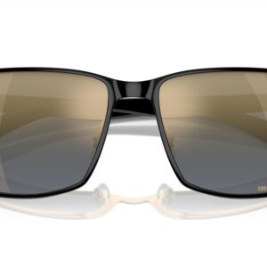 Ray-Ban Rb3721Ch Chromance Square Sunglasses, Black On Gold/Blue Mirrored Gold Polarized, 59 mm