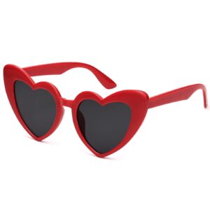 liksmu heart sunglasses for women trendy cat eye love shaped sunglasses vintage lovely shades retro cute sun glasses party favors music concert red