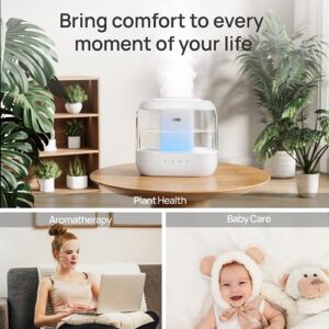 Dreo Humidifiers for Bedroom, Top Fill 4L Supersized Cool Mist Humidifier with Oil Diffuser and Nightlight, 32H Runtime, Quiet Ultrasonic Humidifiers for Home, Large Room, Baby Nursery and Plants