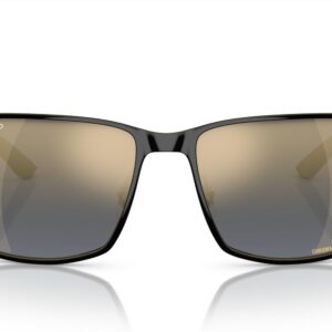 Ray-Ban Rb3721Ch Chromance Square Sunglasses, Black On Gold/Blue Mirrored Gold Polarized, 59 mm