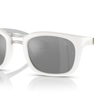 Ray-Ban RB8362M Square Sunglasses, White/Grey Mirrored Silver, 53 mm