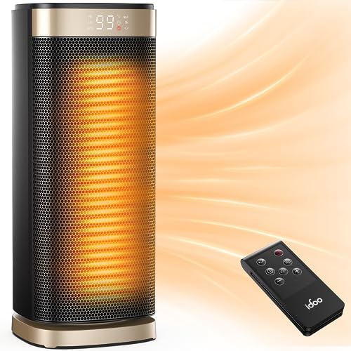 iDOO Space Heater, Portable Electric Heaters for Indoor Use, PTC Ceramic Heating with Thermostat for small Bedroom, Large Room & Office, Remote, 70° Oscillation, 24H Timer, christmas Gifts for home