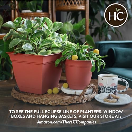 The HC Companies 16 Inch Eclipse Round Planter with Saucer - Indoor Outdoor Plant Pot for Flowers, Vegetables, and Herbs, White