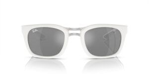 ray-ban rb8362m square sunglasses, white/grey mirrored silver, 53 mm