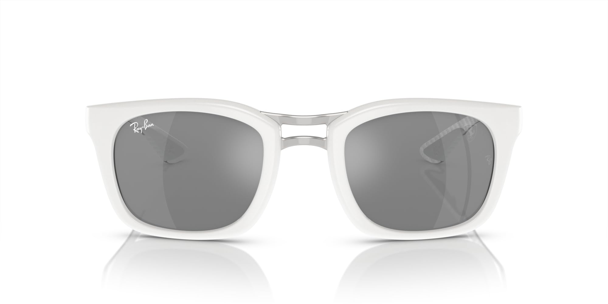 Ray-Ban RB8362M Square Sunglasses, White/Grey Mirrored Silver, 53 mm