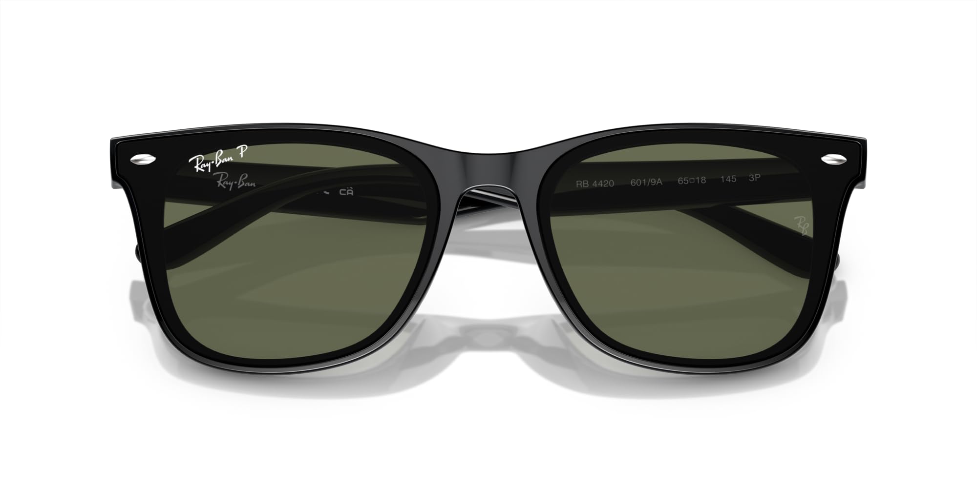 Ray-Ban RB4420 Square Sunglasses, Black/Dark Green Polarized, 65 mm