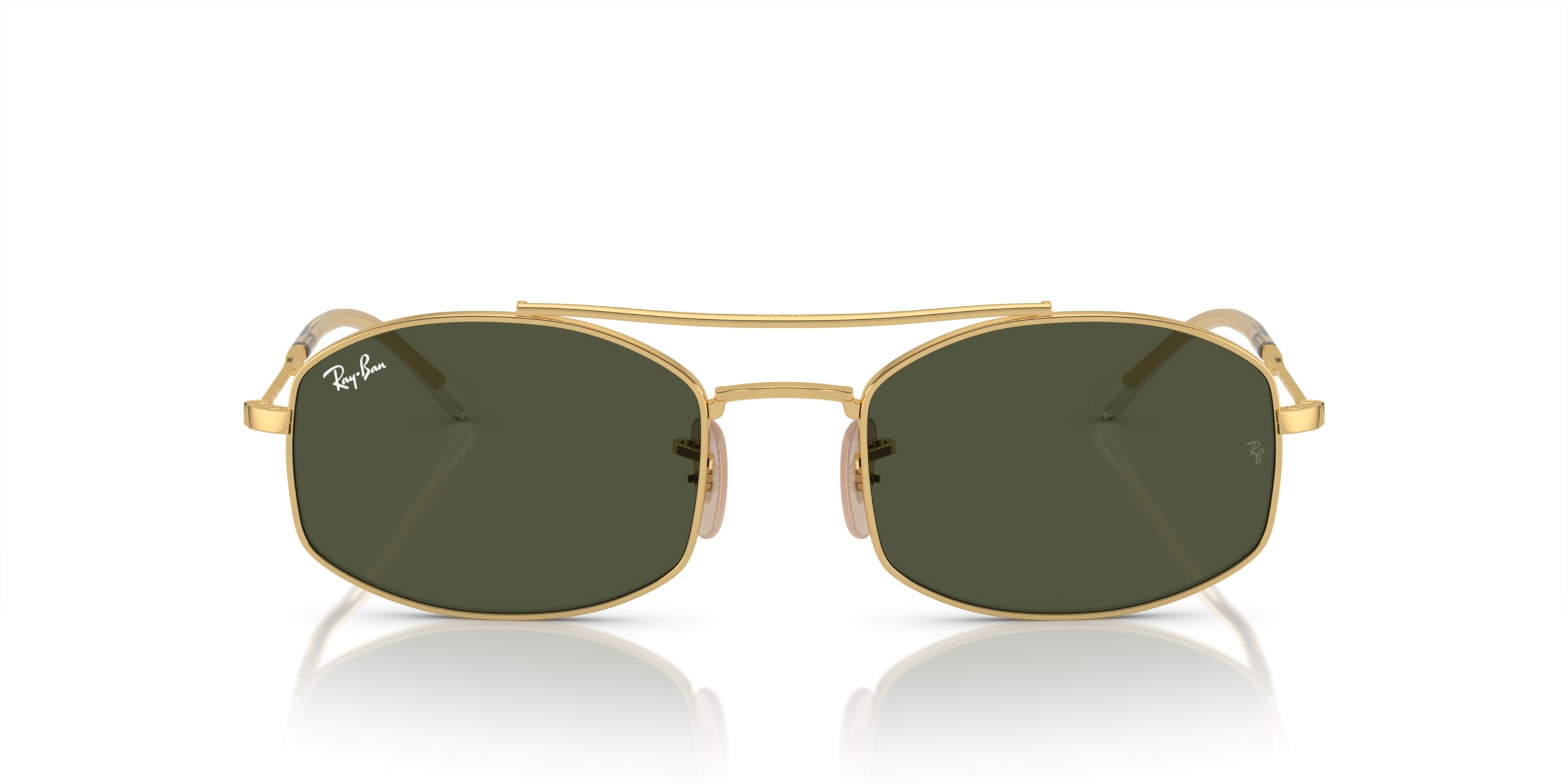 Ray-Ban RB3719 Oval Sunglasses, Gold/Green, 54 mm