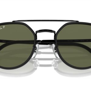 Ray-Ban RB3765 Round Sunglasses, Black/Green Polarized, 53 mm