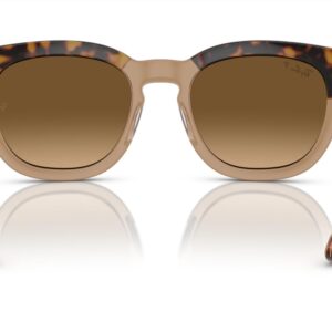 Ray-Ban RB0298SF Mega Hawkeye Square Sunglasses, Havana On Transparent Brown/Brown Gradient Polarized, 53 mm