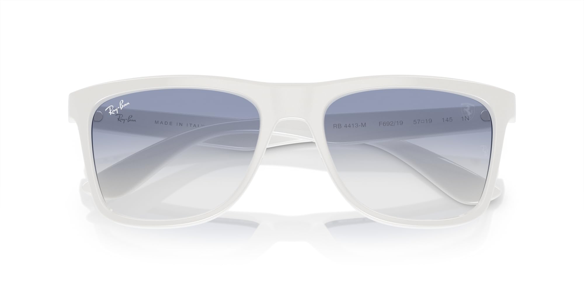 Ray-Ban RB4413M Square Sunglasses, White/Clear Gradient Light Blue, 57 mm