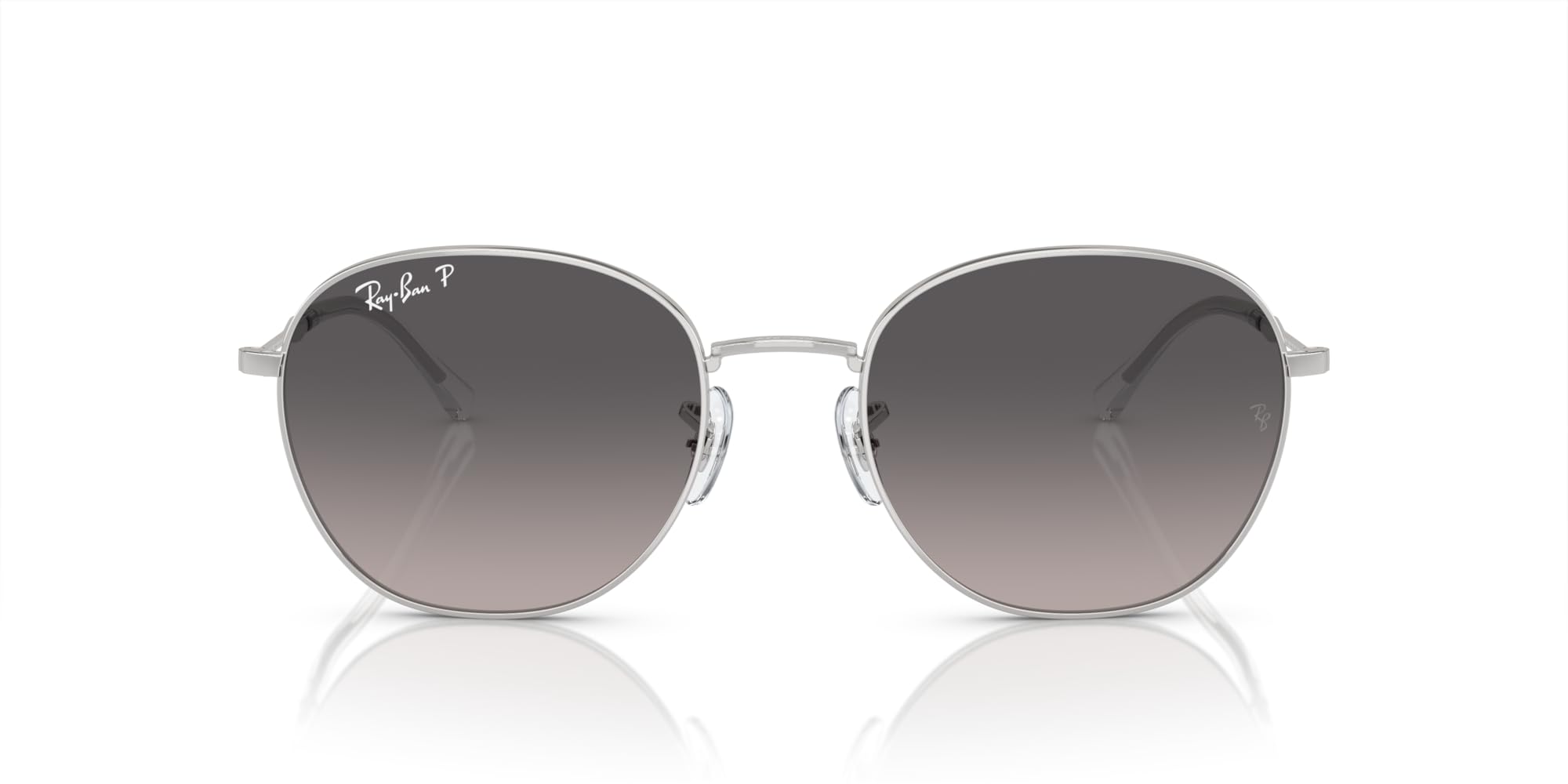 Ray-Ban RB3809 Round Sunglasses, Silver/Grey Gradient Polarized, 53 mm