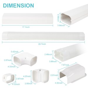 4” 13.5 Ft Mini Split Line Set Cover,Decorative PVC Line Set Cover Kits for Mini Air Conditioners Ouside Heat Pumps with Flexible Duct