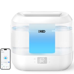 Dreo Smart Humidifier, Cool Mist Humidifiers for Bedroom, Quiet 4L Top Fill Ultrasonic Humidifiers for Home Office Plant & Baby with Nightlight, LED Display, 32H Runtime, APP/Voice Control, HM311S