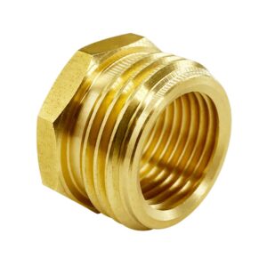 GESHATEN 3/4” GHT Male x 1/2” NPT Female Connector, Brass Garden Hose Fitting, Adapter, Industrial Metal Brass Garden Hose to Pipe Fittings Connect (3 Pack)