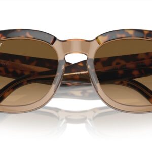 Ray-Ban RB0298SF Mega Hawkeye Square Sunglasses, Havana On Transparent Brown/Brown Gradient Polarized, 53 mm