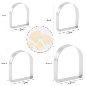 Arched Cookie Cutter Set ANCKNE 4 piece geometric cookie cutter molds - Stainless steel from 2 to 5 inches, Cake Cutters for Kitchen Baking