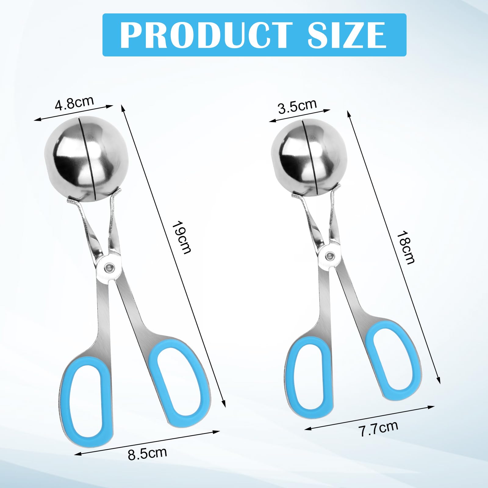 Meatball Maker, AHIER 2PCS None-stick Meatball Scoop Ball Maker with Detachable Anti-Slip Handles, Stainless Steel Meat Baller Cake Pop Scoop for Kitchen (1.38"&1.78")